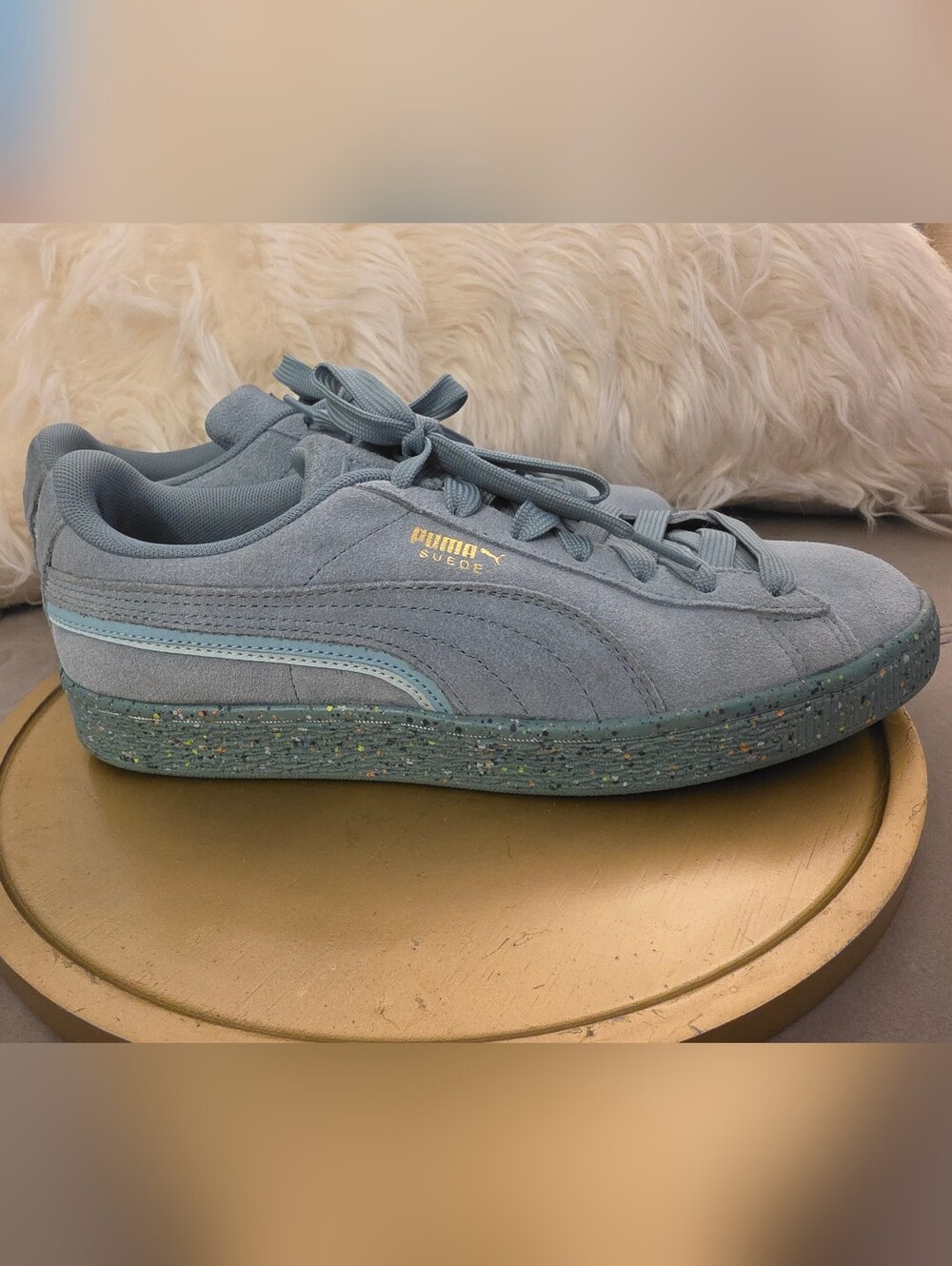 PUMA Suede Low-Top Sneakers in Dusty Blue - fits woman's size 7